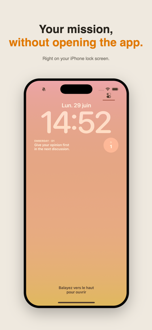 Lock screen widget: your mission of the day, front and center
