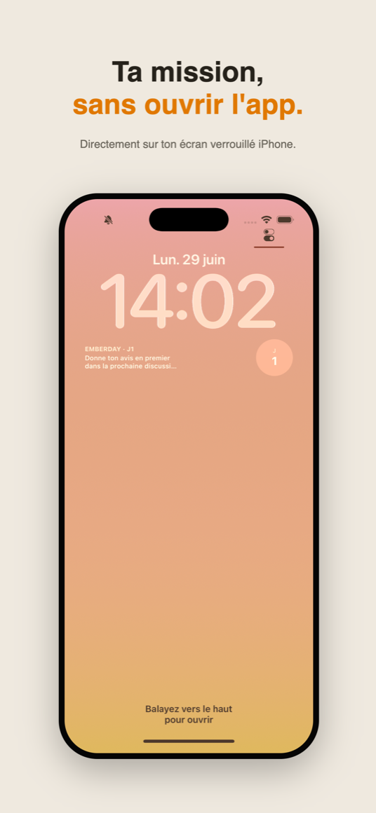 Widget d'écran de verrouillage : ta mission du jour sous les yeux